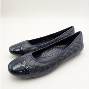 Vaneli Serene Cap Toe Ballet Flat Women's Navy Nappa/ Patent Size US11M EU42